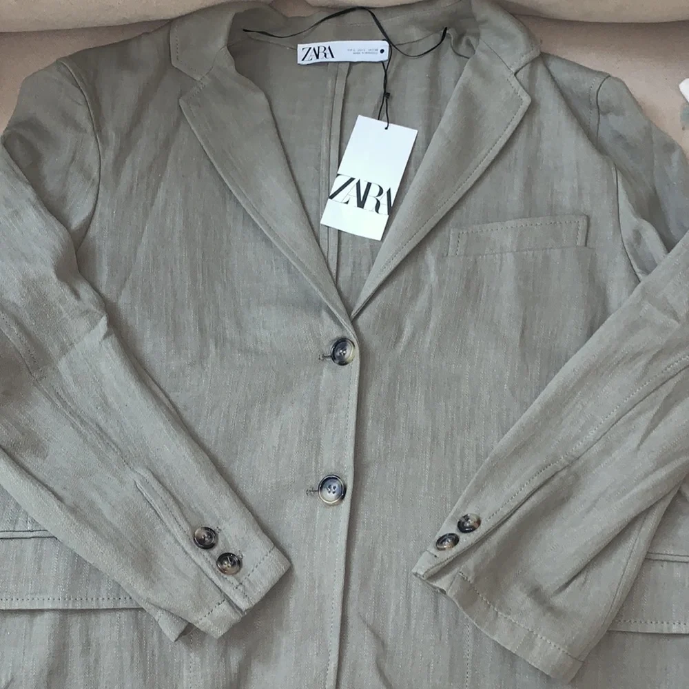 Zara Linen Blend straight cut blazer/ L- no tags - Picture 8 of 9